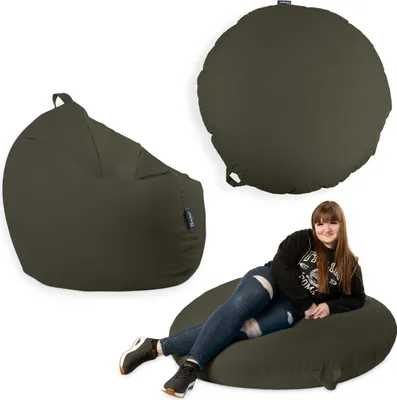 Produktbild von Sitzsack mit füllung 2 in 1 Sitzkissen Bean Bag Outdoor Indoor Wasserfest | Khaki 145cm