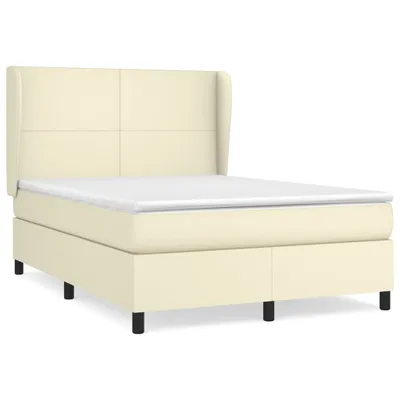 Zdjęcie produktu dla vidaXL Łóżko sprężynowe z materacem kremowe 140x200 cm imitacja skóry