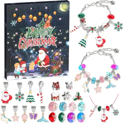 Produktbild von Adventskalender 2025 Kinder Mädchen Basteln Weihnachtskalender 2025 Armbänder Selber Machen Weihnachten Geschenke für Mädchen 6 7 8 9 10 11 12 13Jahre