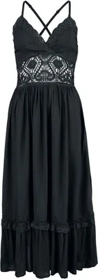 Produktbild von Gothicana by EMP Damen schwarzes Maxikleid mit extravaganten Details M