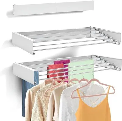 Produktbild von Wandtrockner - Wäschetrockner für die Wandmontage - Platzsparend - Klappbar und ausziehbar - 100 cm - Schwarz
