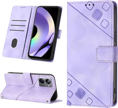Produktbild von Hülle für Realme 10 Pro Prägung Flip Leder Brieftasche Schutzhülle mit Ständer Lila