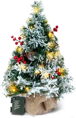 Produktbild von Schneebedeckter Tisch-Weihnachtsbaum mit LED-Beleuchtung 24" Weihnachtsdekoration Grün