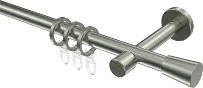Produktbild von Interdeco Gardinenstange / Vorhangstange Edelstahl-Optik, Typ Sinux Carelli (Konus), 16 mm Ø 1-läufig, 180 cm