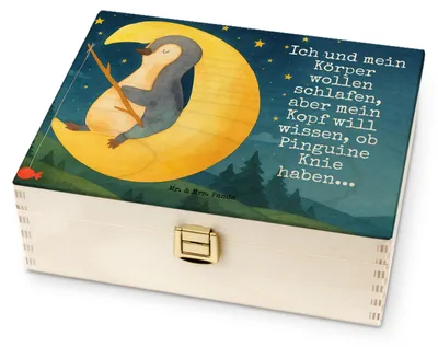 Produktbild von Mr. & Mrs. Panda Tee Box Pinguin Mond Design - Weiß - Geschenk, Teeaufbewahrung, Schlafzimmer, Teebox, schlafen, Teebeutel Aufbewahrung, Süßigkeiten, Neugierig, Teedose