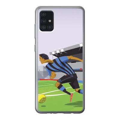Produktbild von MuchoWow® Handyhülle Schutzhülle Hülle für Samsung Galaxy A52 5G Eine Illustration von Spielern, die in einem Stadion Fußball spielen - Junge - Mädchen - Kinder Silikon Softcase Handy Hülle - Umschlag