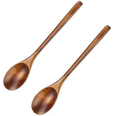 Produktbild von Holzlöffel 2 Stück, Suppenlöffel Aus Naturholz 22,5 Cm, Umweltfreundlicher Küchenlöffel Für Suppe Und Sauce