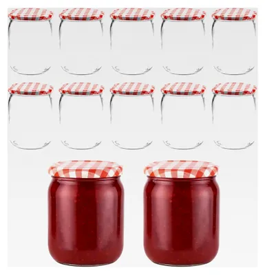 Produktbild von 12er Set Marmeladengläser 540 ml mit Deckel und Etiketten
