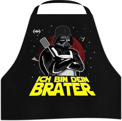 Produktbild von Famanu Kochschürze mit witzigem Druck für Männer und Frauen - Schwarz