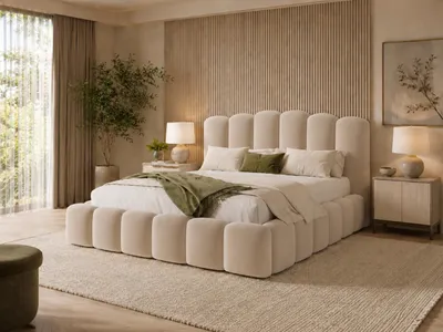Produktbild von Emlar Polsterbett Velaro MAX 140x200 cm - Bett mit Bettkasten & Lattenrost - Velvet-Stoff - Doppelbett mit Stauraum Beige (Magic Velvet 2250)