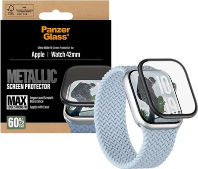 Produktbild von PanzerGlass Screen Protector w. Black Metal Frame Apple Watch 2025 42mm