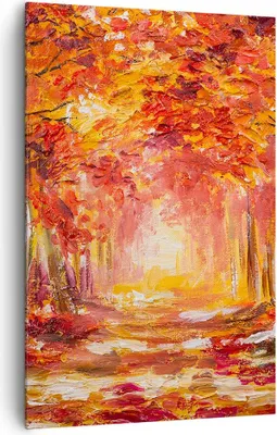 Produktbild von Bild auf Leinwand - Leinwandbild - Einteilig - Herbst Wald Rot - 80x120cm - Wand Bild - Wanddeko - Wandbilder - Leinwanddruck - Kunstdruck - Wanddekoration - Leinwand bilder - Wandbild - PA80x120-4238