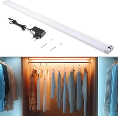 Image de Lampe sous-meuble LED - Lampe de cuisine avec détecteur de mouvement - Éclairage de placards - Détecteur sans contact - 57 cm - Argent