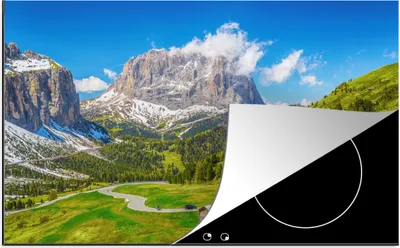 Produktbild von KitchenYeah© Herdabdeckplatte Dolomiten - Berge - Italien , 83x51cm, Küche Deko, Glaskeramikkochfeld Herdabdeckung, Abdeckplatte fùr Kochfeld
