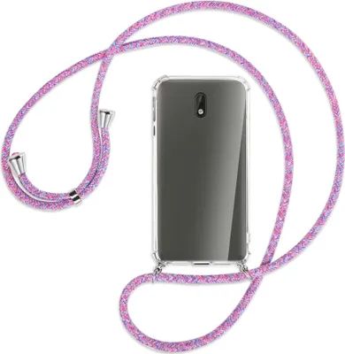 Produktbild von Handykette Backcover-Schutzhülle mit Band (Metall silberfarben) für Nokia 3 - lila/rosa/blau