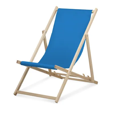 Immagine prodotto di Sdraio - monocolore - azzurro - pieghevole - in legno di faggio - portata fino a 95 kg - schienale regolabile in 3 posizioni - lettino da spiaggia