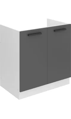 Produktbild von Belini Unterschrank Küche, Spülenunterschrank 80 cm Breite. SDZ Küchenunterschrank ohne Arbeitsplatte. Spülenschrank mit 2 Türen, Silber matt
