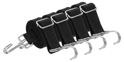 4 Spanngurte mit Haken, 99 cm, elastisch, schwarz
