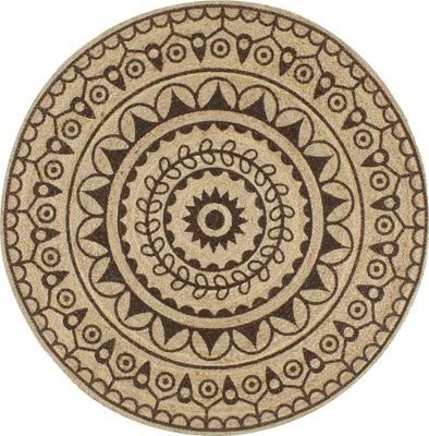 Produktbild von Teppich Handgefertigt Jute mit Dunkelbraunem Aufdruck 90 cm