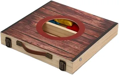 Imagen del producto de Juego de lanzamiento de sacos (cornhole) para exteriores, con bolsa de transporte. Juego de cornhole plegable para niños y adultos