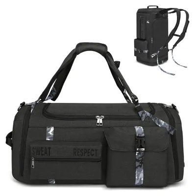 Immagine prodotto di Borsa sportiva multifunzione da uomo (3-in-1) con scomparto per scarpe - Colore: nero