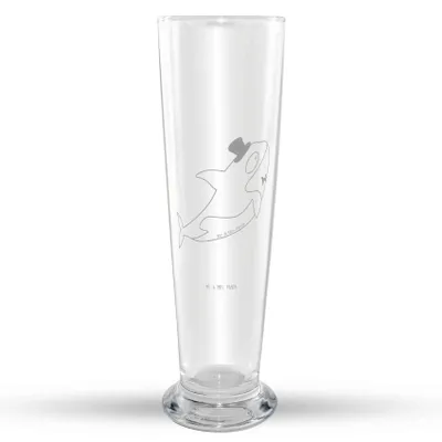 Produktbild von Mr. & Mrs. Panda Bierglas Orca Zylinder - Transparent - Geschenk, Glückwunsch, Weizenbier Glas, Fest, Meer, Konfetti, Geburtstag, Narwal, Mr Mrs Weizenglas, Weizen, Bier