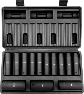 Obrázek produktu pro SucceBuy 1/2palcová sada nástrčných hlavic, 13dílná, hluboké metrické hlavice 10-24 mm, 6bodová CR-V z legované oceli pro opravy automobilů s úložným kufříkem