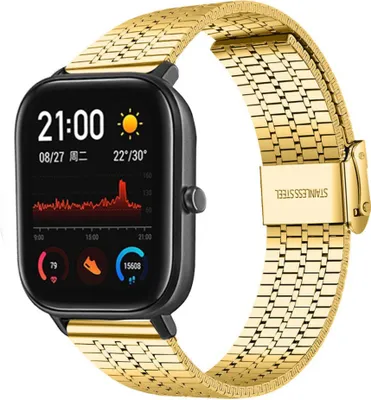 Produktbild von Strap-it Amazfit GTS Edelstahlarmband (Gold)