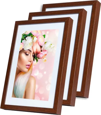 Produktbild von KS15 Bilderrahmen Lifestyle Foto Rahmen Collage Holzoptik 2er 3er 5er Pack - Farbe: 3er Pack Braun | Format: 21x30 DIN A4
