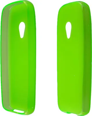 Two green phone cases are shown side-by-side against a white background.