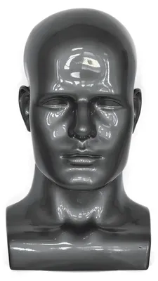 Mannequinkopf männlich, 34 cm, PVC, grau, für Perücken & Hüte