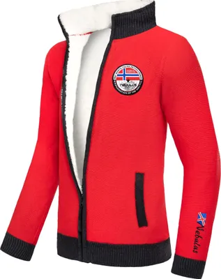 Zdjęcie produktu dla Nebulus norweski kardigan z pluszowym futerkiem STORY męski, kurtka casual, uniwersalny, P5584 - Mężczyźni, czerwony, XL