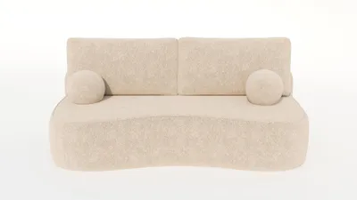 Produktbild von Sofa ROTONDO mit Schlaffunktion, Schlafsofa, Wohnzimmersofa, Couch, Soffa, Bettsofa, Bucle-Stoff – Creme ANTHOLOGY 1