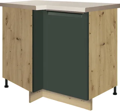 Obrázek produktu pro GLAMOUR GREEN 14D – Rohová spodní skříňka 100 × 70 cm, tmavě zelená matná