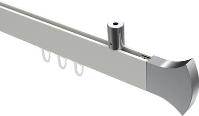 Produktbild von Interdeco Innenlaufstange / Gardinenstange mit Innenlauf Weiß / Chrom, Typ Sonius Conex (Rundung) Deckenmontage, 14x35 mm 1-läufig, 100 cm