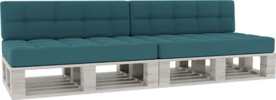Image de Coussin pour palette, Coussin d'assise dossier piqué PFG 2xSet (Coussin d'assise 120x80 +dossier 120x40), Turquoise)