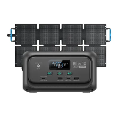 Zdjęcie produktu dla BLUETTI Elite 10 mini elektrownia, przenośna bateria 128 Wh z panelem słonecznym 60 W, UPS, szybko ładujący się generator słoneczny na kemping i w podróży