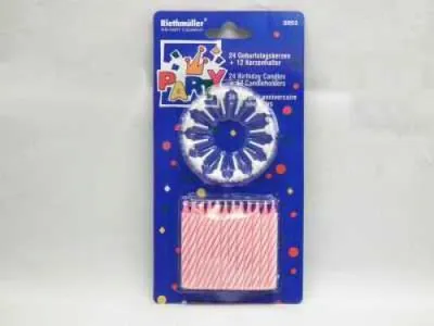 Produktbild von Geburtstagskerzen mit Kerzenhalter - rosa/weiß