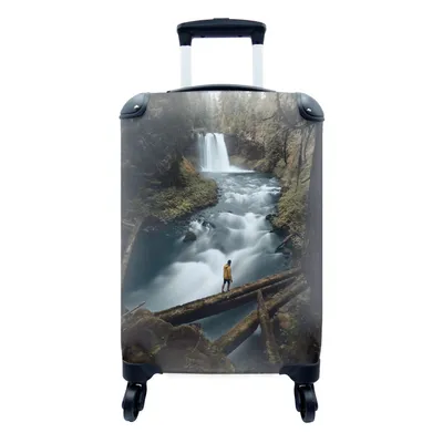 Produktbild von MuchoWow® Koffer Handgepäck Trolley Rollkoffer Kleine Reisekoffer mit 4 Rollen - Wasserfall - Fluss - Wald - Cabin Size < 55x40x23 cm & 55x40x20 cm - Fotokoffer - Kabinenkoffer - Boardgepäck - Reise-Box - Reisekoffer - Reisegepäck - Koffer mit Bild - Trolley für Kinder