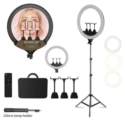 Productafbeelding van Ringlamp, met instelbare helderheid, 360-graden draaibaar, statiefset van 150 cm
