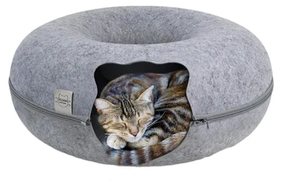 Produktbild von Katzenbett mit Tunnel und abnehmbarem Donut-Kissen