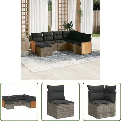 Produktbild von The Living Store 7-tlg. Garten-Sofagarnitur mit Kissen Grau Poly Rattan