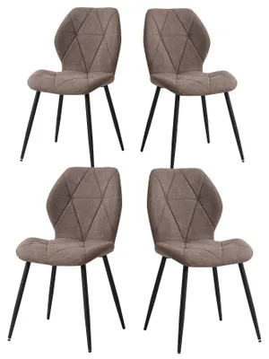 Obrázek produktu pro Sada čtyř jídelních židlí - Židle - Kuchyňská židle - Skandinávský minimalistický design - Barva: kaštanová