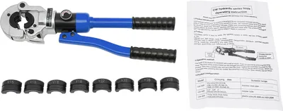 Produktbild von Hydraulische Crimpzange, Manuelle hydraulische Crimpzange, V-Formen Crimpzangensatz, Blau