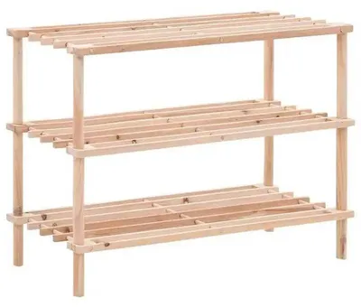 Image de Étagère à chaussures - Étagère à chaussures à 3 niveaux - Bois massif de pin - 74 x 26 x 48,5 cm - Autoportante - Disponible en plusieurs couleurs