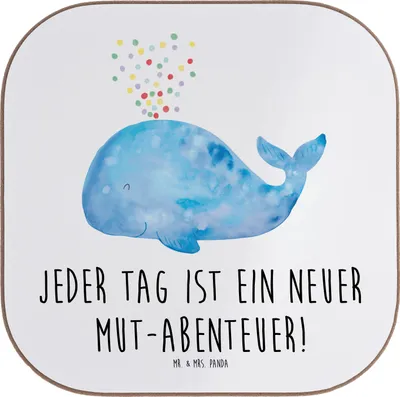 Produktbild von Mr. & Mrs. Panda Tischuntersetzer Angst überwinden Abenteuer - Weiß - Geschenk, Stärke, Liebe, Untersetzer für Gläser, Freiheit, Trost, Vertrauem, Freude, Zuversicht