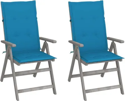 Produktbild von CLORIS Gartenstühle Verstellbar 2 Stk. mit Auflagen Massivholz Akazie - Gartenstühle LL0000039335