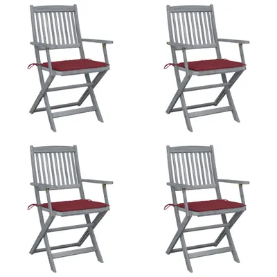 Immagine prodotto di The Living Store Sedie da giardino pieghevoli 4 pezzi con cuscino di seduta in legno massiccio di acacia