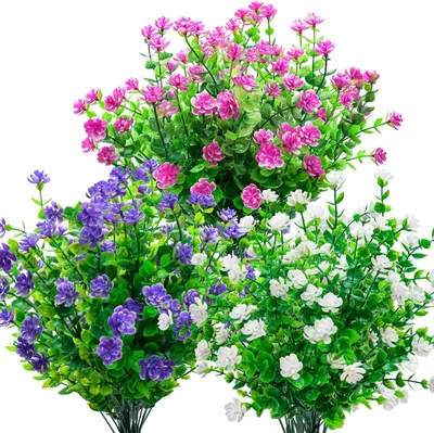 Image de Fleurs artificielles pour décoration 12 bouquets lilas et blanc fuchsia