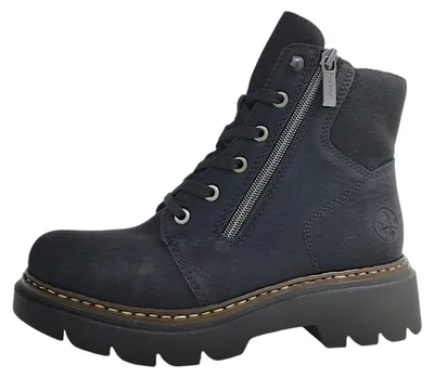 Image de Chaussures de randonnée pour femmes Rieker, bottines à lacets, couleur noire, style décontracté